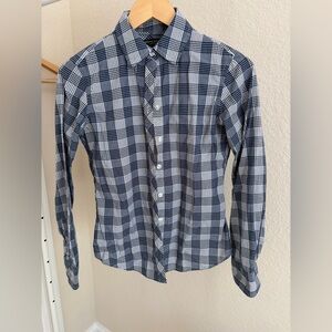 Banana Republic Navy and White Plaid Button-Down Shirt